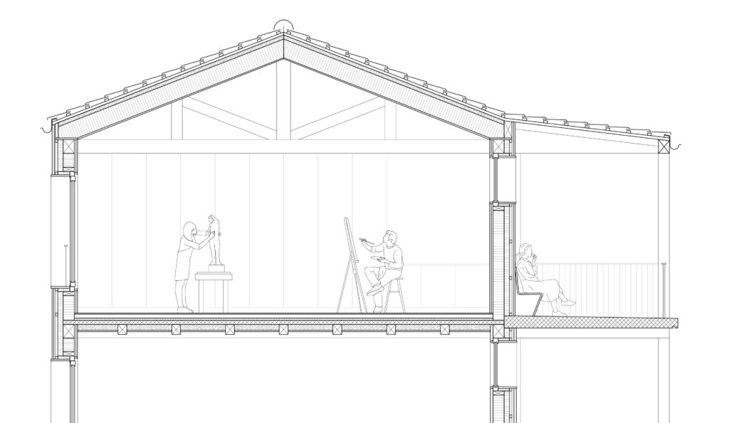 Coupe constructive du nouveau bâtiment scolaire "pôle culturel" 